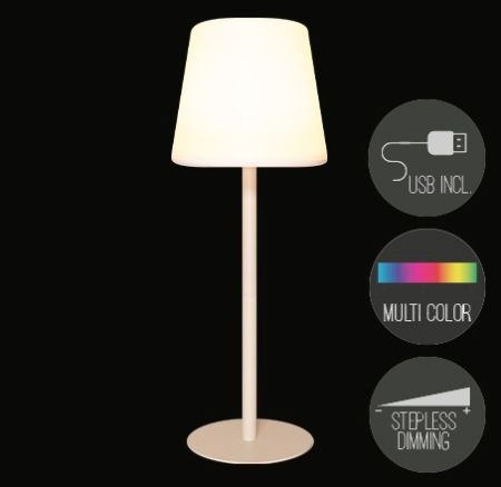 Tischlampe sand USB wiederaufladbar - verschiedene Lichtfarben -