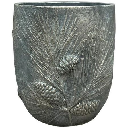 Topf StoneArt 'Tannenzweig Struktur' grau