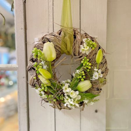 Tulpenkranz cream/grün ca. 25 cm Ø