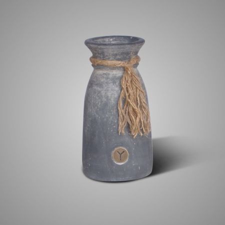 Vase Ancient Clay grau mit Seil