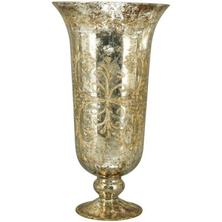 Vase Aurum, Glas, Champagner mit Goldverzierung
