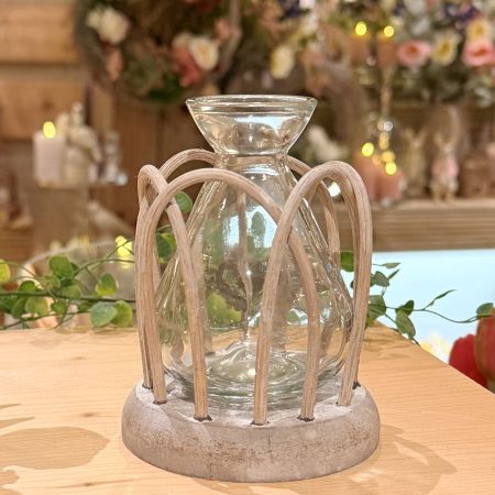 Vase SWILL grau Rattan/Glas