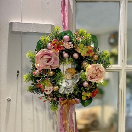 Wandkranz Rosen mit Lichterkette