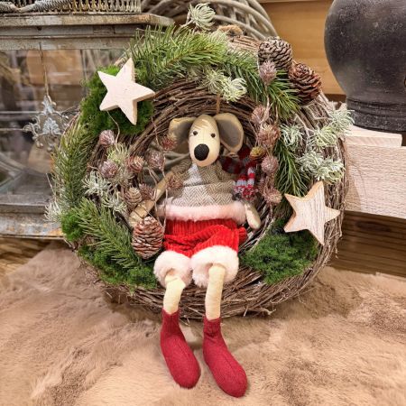 Weihnachtskranz mit Maus