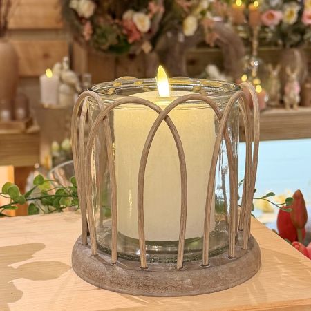 Windlicht SWILL grau Rattan/Glas