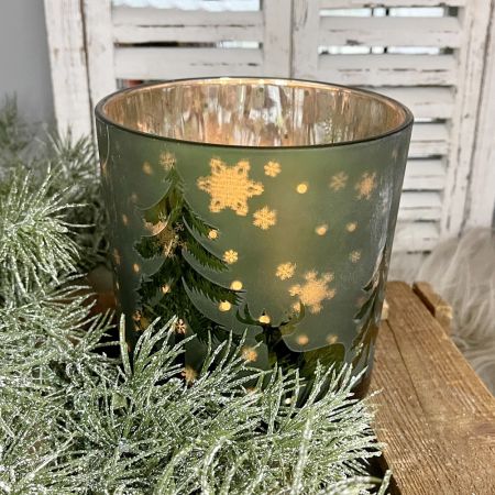 Windlicht 'Waldmotiv' grün