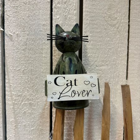 Zaunhocker Katze schwarz/grün