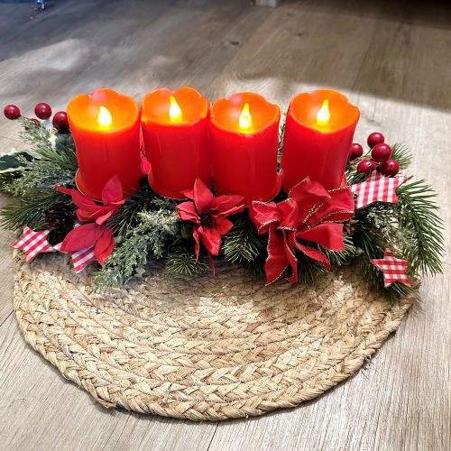 40 ca. Weihnachten Tischgesteck LED-Kerzen cm mit rot